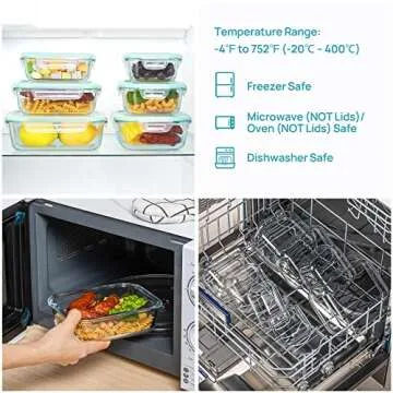 Vtopmart 15 Pack Glass Food Storage Containers, Meal Prep Container, Airtight Bento Boxes with Leak Proof Locking Lids, for Microwave, Oven, Freezer and Dishwasher