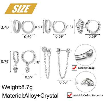 5 Pairs Gold Silver Huggies Hoop Earrings Set for Women, Small Dangle Chain Hoop Earrings Jewelry