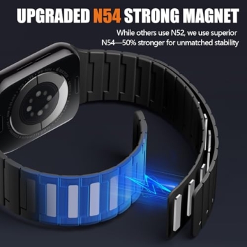 SNBLK Magnetic Watchband Compatible with Apple Watch Bands for Men 44mm 45mm 46mm 49mm 42mm Women, Silicone Sport Strong Magnets Strap for iWatch Series 10 9 ULTRA 2 SE 8 7 6 5 4 3, Black