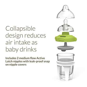 Kiinde Active Latch Silicone Baby Bottle - Easy to Clean, Anti Colic, Leak Proof, 4 Ounce, 2 Count, ...