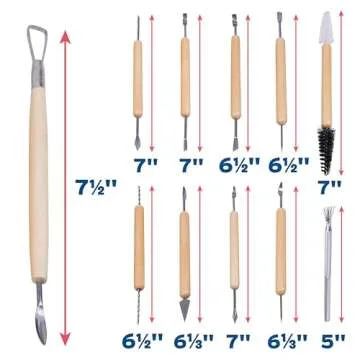 Pottery Tool Kit -21 Tip Double Sided, 11-Piece Tool Beginner's Clay Sculpting Set, Clay, Wood Carving, Ceramic Art Project Accessory for School, Classrooms, Kids/Adults, Birthday Gift, Craft Activity
