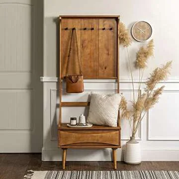 Stylish Solid Wood Entryway Hall Tree with Storage