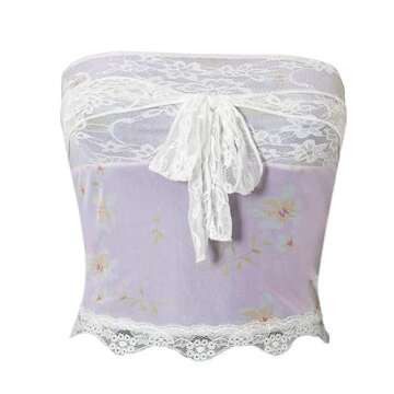 Women Sexy Lace Cami Crop Top Y2k Strapless Tube Top Sleeveless Backless Off Shoulder Corset Top Camisole Vintage Streetwear(A3-Pink,S)