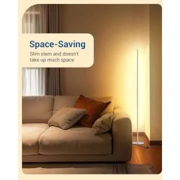 DEWENWILS LED Corner Floor Lamp, Set of 2 Modern Dimmable Mood Floor Light, 57.5" Minimalist Standing Tall Lamp for Living Room, Bedroom, Office, 3000K Warm White Light (White)