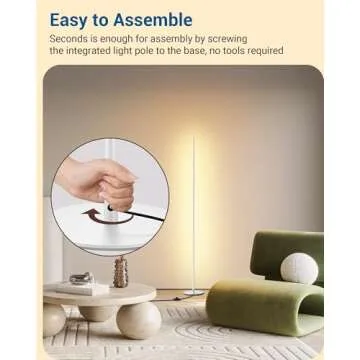 DEWENWILS LED Corner Floor Lamp, Set of 2 Modern Dimmable Mood Floor Light, 57.5" Minimalist Standing Tall Lamp for Living Room, Bedroom, Office, 3000K Warm White Light (White)