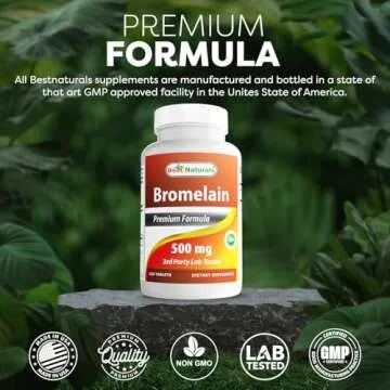 Best Naturals Bromelain Proteolytic Digestive Enzymes Supplements, 500 mg, 120 Tablets - Supports Healthy Digestion, Joint Health, Nutrient Absorption