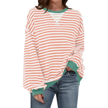 ANRABESS Women Striped Oversized Sweatshirt – Trendy Fall Fashion