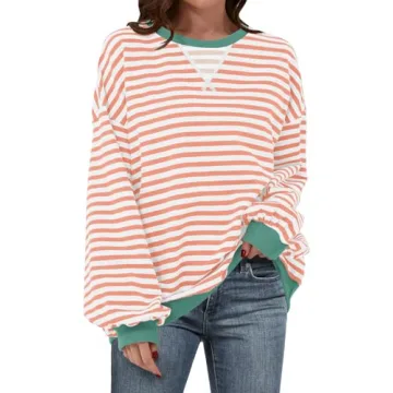 ANRABESS Women Striped Oversized Sweatshirt – Trendy Fall Fashion