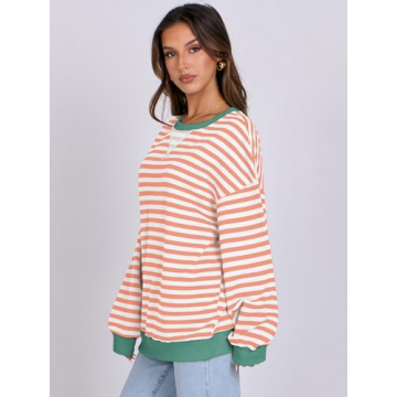 Stylish Striped Oversized Sweatshirt for Women