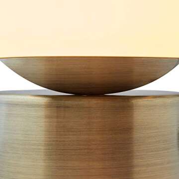 Amazon Brand – Rivet Modern Glass Globe Living Room Table Desk Lamp With LED Light Bulb - 7 x 10 Inches, Brass Finish