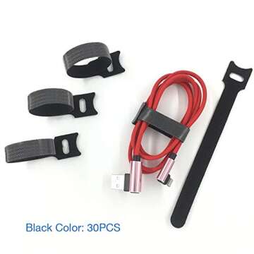 Besign 60 Pack Fastening Cable Straps, Reusable Cord Organizer, Keeper Holder, Cable Ties for Earphones, Earbuds, Headphones, Home Office Tablet, PC, TV Wire Management, Black and White