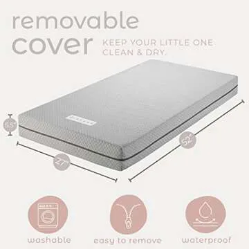 Premium Dual-Sided Crib & Toddler Mattress, Charcoal Infused Cooling Gel Memory Foam CertiPUR-US Hyp...