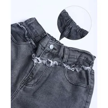 Kedera Women's Wide Leg Denim Pants Teen Star Raw Edge Baggy Trousers High Waisted Boyfriend Y2K Jeans Girls Fashion Grey