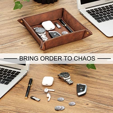 Premium PU Leather Valet Tray Organizer for Essentials