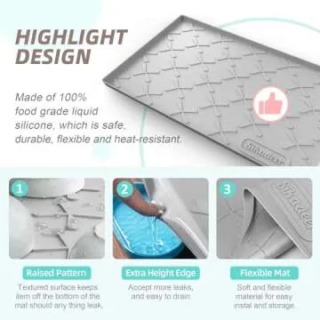 SIKADEER Under Sink Mat 22" x 22", Silicone Shelf Kitchen Cabinet Liner with Raised Lips, Durable Sink Protector for Kitchen Organizers and Storage, Waterproof Boot Trays for Entryway Dog Food Mats