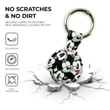 Disney Mickey Mouse Holder for Apple AirTag - Protective Tracker with Keychain for Dog, Bags, Keys - Disneyland Essentials and Holiday Gifts