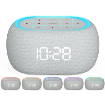 ANJANK White Noise Sound Machine Alarm Clock with Bluetooth Speaker, 21 Relaxing Sounds, 7 Night Lig...