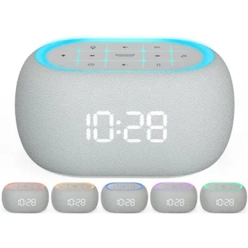 ANJANK White Noise Sound Machine Alarm Clock with Bluetooth Speaker, 21 Relaxing Sounds, 7 Night Lig...