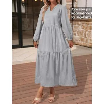 NENONA Women's Striped Long Sleeve Maxi Dress with Pockets