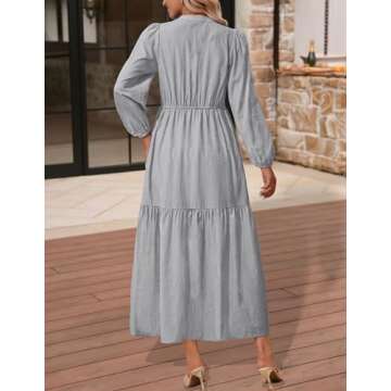 NENONA Women's Striped Long Sleeve Maxi Dress with Pockets