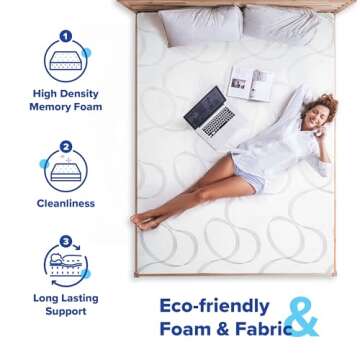 Olee Sleep Twin Mattress, 7 Inch Flex Gel Memory Foam Mattress, Gel Infused for Comfort and Pressure Relief, CertiPUR-US Certified, Bed-in-a-Box, Medium Firm, Twin Size