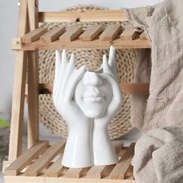 DHYXZCA White Ceramic Face Vase - Modern Artistic Decor