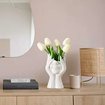 DHYXZCA White Ceramic Face Vase - Modern Artistic Decor