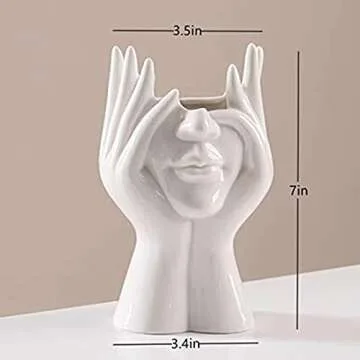 DHYXZCA White Ceramic Face Vase - Modern Artistic Decor