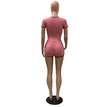 Trendy Women’s 2 Piece Shorts Set in Pink Stripes