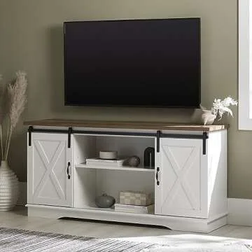 Rustic TV Stand with Barn Doors for Modern Spaces