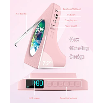 Greadio Portable CD Player with Bluetooth 5.0 and HiFi Sound