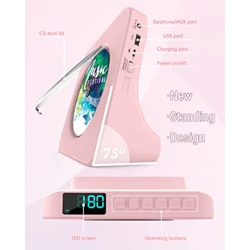 Greadio Portable CD Player with Bluetooth 5.0 and HiFi Sound