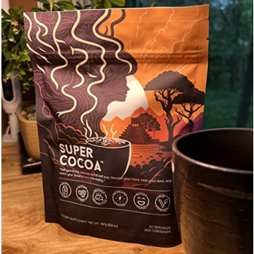 Super Cocoa Coffee Alternative Hot Chocolate Mix - Nootropics Brain Support Supplement for Memory & Focus - Mushroom Coffee Substitute - Dairy Free, Sugar Free, Keto, Vegan Superfood Powder Mix