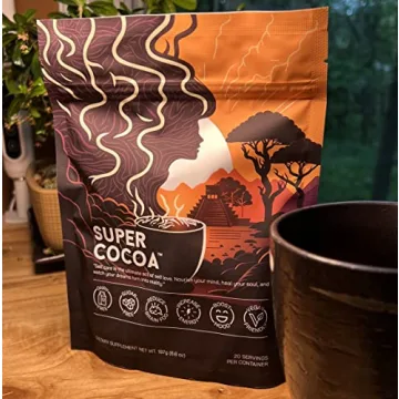 Super Cocoa Coffee Alternative Hot Chocolate Mix - Nootropics Brain Support Supplement for Memory & Focus - Mushroom Coffee Substitute - Dairy Free, Sugar Free, Keto, Vegan Superfood Powder Mix