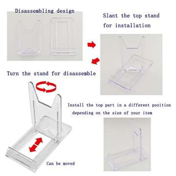 Artliving Two Part Adjustable Clear Acrylic Plastic Display Stand Easel (set of 6)