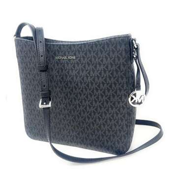 Michael Kors Jet Set Large Messenger Bag Crossbody Black MK Signature