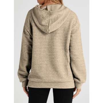 SELINK Hoodies For Women Casual Pullover Waffle Long Sleeve Drawstring Hooded Sweatshirt with Pocket...