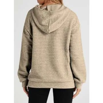 SELINK Hoodies For Women Casual Pullover Waffle Long Sleeve Drawstring Hooded Sweatshirt with Pocket...