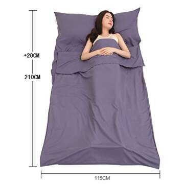 JITTY Sleeping Bag Liner Travel Sheet for Business Camping Backpacking Hiking Mountain Climbing Home Hostels Train 83"x45"(Grey Blue)