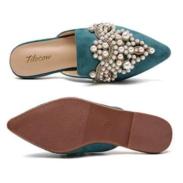 Stylish Tilocow Pearl Decor Mules for Women Flats