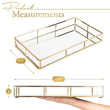 Mirror Tray, Gold Tray for Coffee Table, Mirrored Tray, Gold Mirror Tray, Mirror Tray for Perfume, G...