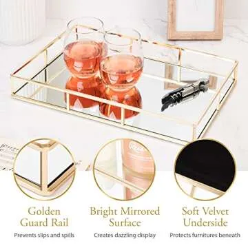 Elegant Gold Mirror Tray for Jewelry and Beauty Essentials