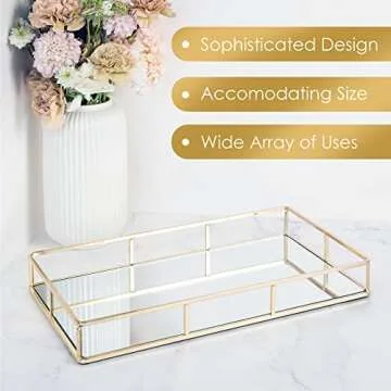 Elegant Gold Mirror Tray for Jewelry and Beauty Essentials