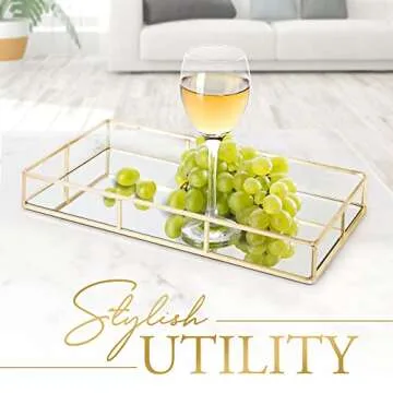 Elegant Gold Mirror Tray for Jewelry and Beauty Essentials