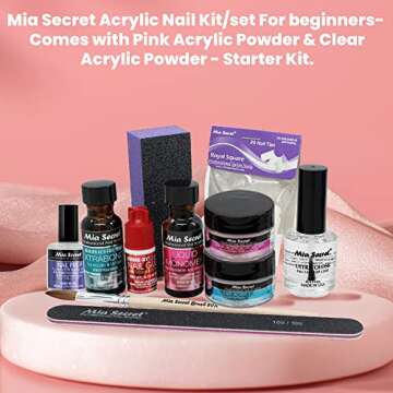 Mia Secret Acrylic Nail Kit/set For beginners - Nails Kit With Pink Acrylic Powder and Clear Acrylic...
