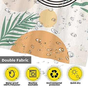 Funnytree 72x72 Inch Mid Century Abstract Shower Curtain Boho Arch Sun Beige Modern Minimalistic Home Bathtubs Bathroom Decoration Set with 12 Hooks Washable Durable Polyester