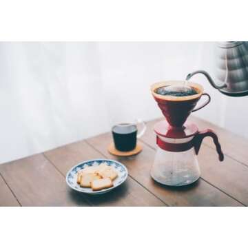 Hario V60 Pour Over Coffee Starter Set, Size 02, Red