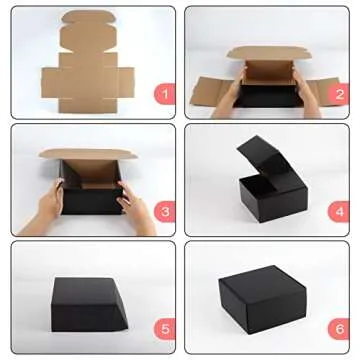 Hoikwo 25 Pack 8x8x4 Shipping Boxes for Small Business, Black Packaging Cardboard Boxes, Moving Mailing Packing Box