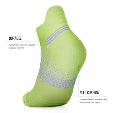 PAPLUS Ankle Compression Socks for Women 6 Pairs, Running Socks with Heel Tab, Cushioned Low Cut Athletic Socks