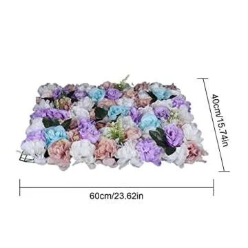 LOYALHEARTDY 12 Pack Artificial Flower Wall Panels 24" x 16" Purple & White Faux Roses Artificial Flower Backdrop Panels for Wedding Party Event Flower Wall Decor